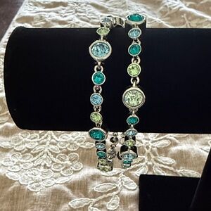 Touchstone Crystal Silver-Tone Aqua & Lime Crystal Bracelet